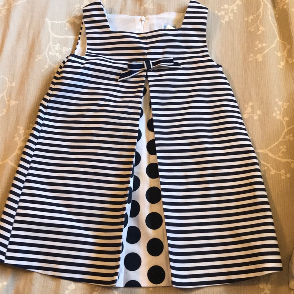 Navy & white striped & polka dot dress size 4T